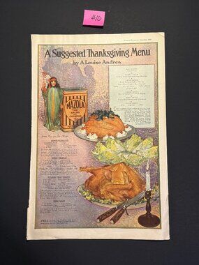 Mazola Thanksgiving Menu Ideas Pictorial Review Comp Nov 1920 Advert (AD010)